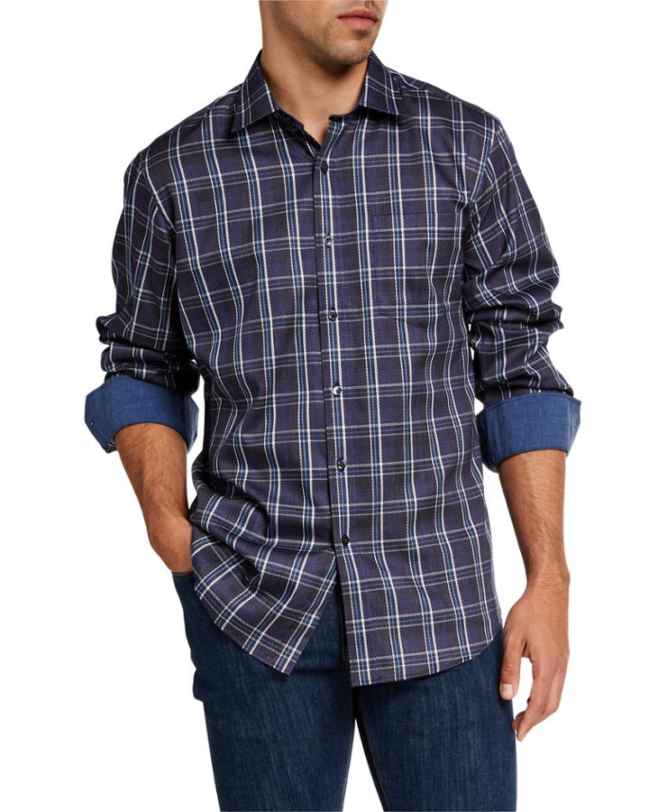 Men's Classic-fit Plaid Sport Shirt With Pocket
