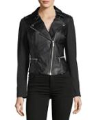 Faux-leather Biker Jacket With Ponte