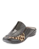 Horlina Casual Leopard-print Mule, Black/camel