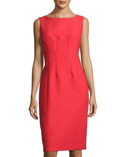 Carmela Sleeveless Boat-neck Sheath Dress, Red