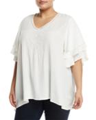 Clare Tiered-sleeve Embroidered Blouse,