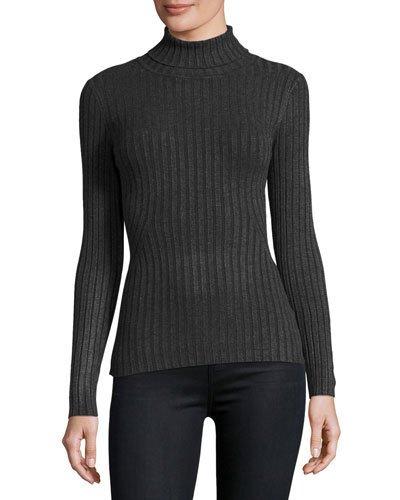 Wide-rib Turtleneck Sweater, Charcoal
