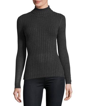 Wide-rib Turtleneck Sweater, Charcoal