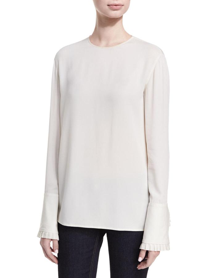 Lara Silk Georgette Ruffle-cuff Blouse