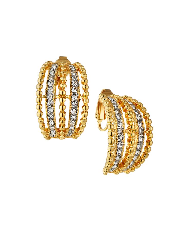 Crystal Half-hoop Clip Earrings
