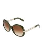 Butterfly Two-tone Sunglasses, Khaki