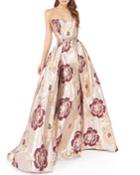 Strapless Metallic Brocade Ball Gown