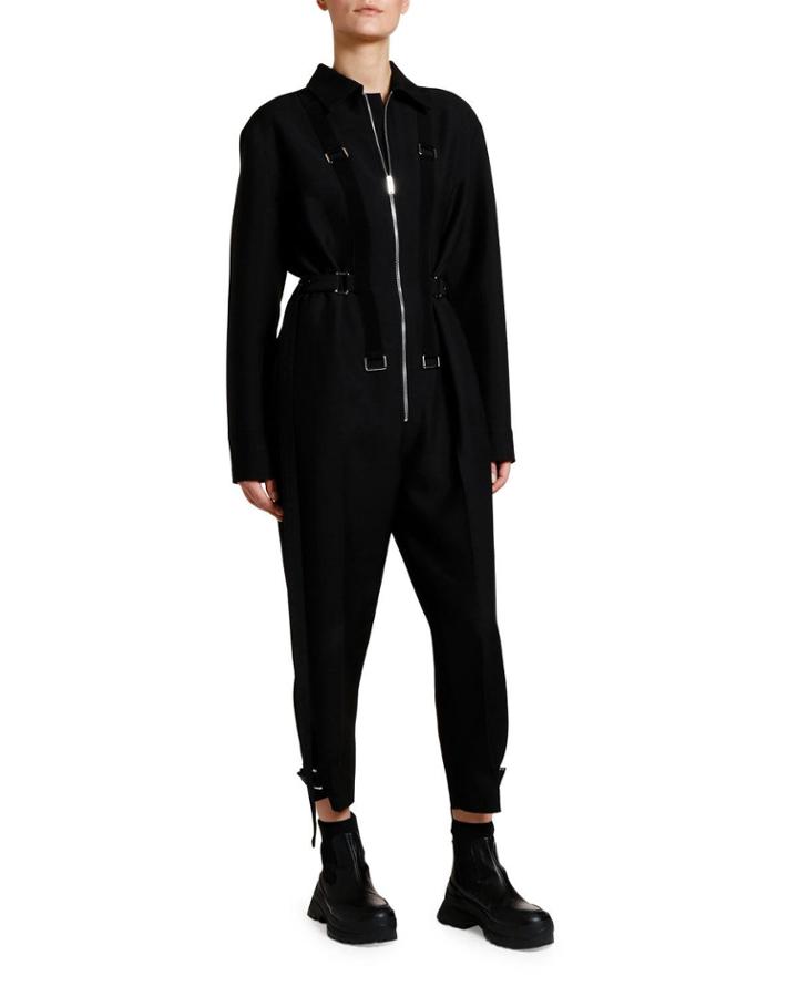 Front-strapped Zip-front Jumpsuit