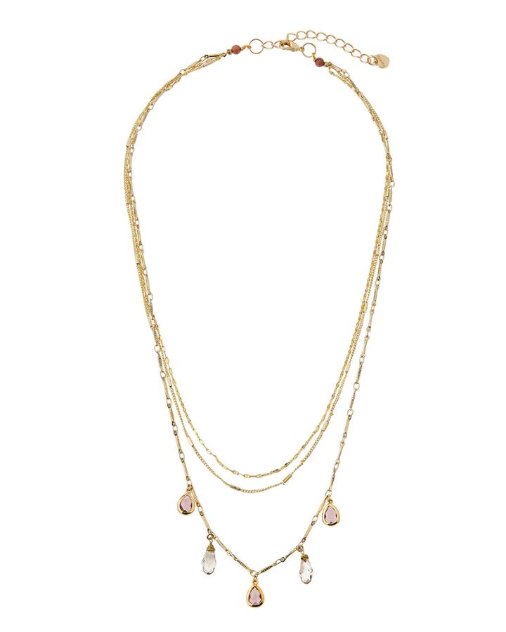 Crystal Teardrop Multilayer Necklace