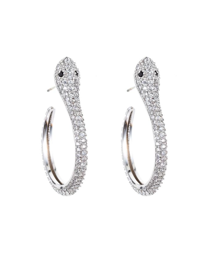 Cubic Zirconia Snake Hoop Earrings