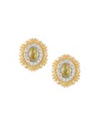 Peridot & Topaz Oval Button Earrings