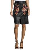 Fallen Embroidered Faux-leather Midi