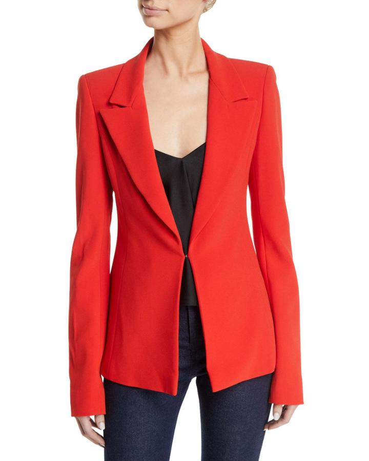 Single-breasted Notched-lapel Crepe Blazer