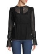 Pleated-lace Peasant Blouse