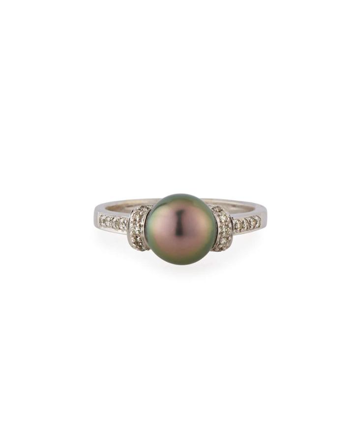 14k White Gold Pearl Ring,