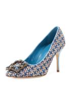 Vazza 90mm Tweed Pumps With Jeweled Buckle Embellishment