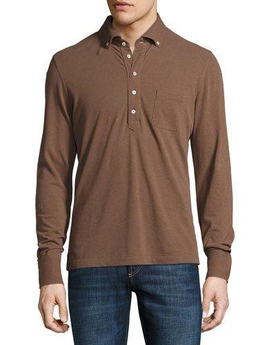 Cotton Long-sleeve Polo Shirt,