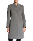 Long One-button Wool-cashmere Coat, Gray
