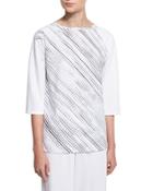 3/4-sleeve Screen-print Tunic