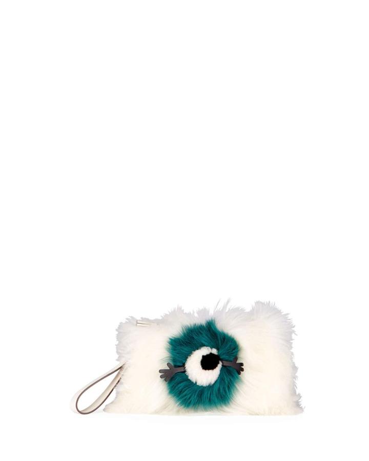 Furry Eye Shearling Fur Clutch Bag