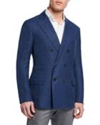 Men's Double-breasted Wool Deconstructed Blazer