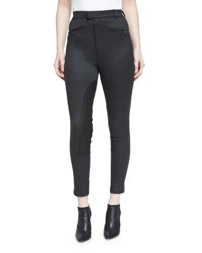 Cropped High-rise Riding Pants, Charcoal