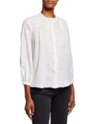 Teda Embroidered Button Down Pleated