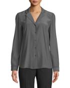 Alicia Silk-front Button-front Blouse