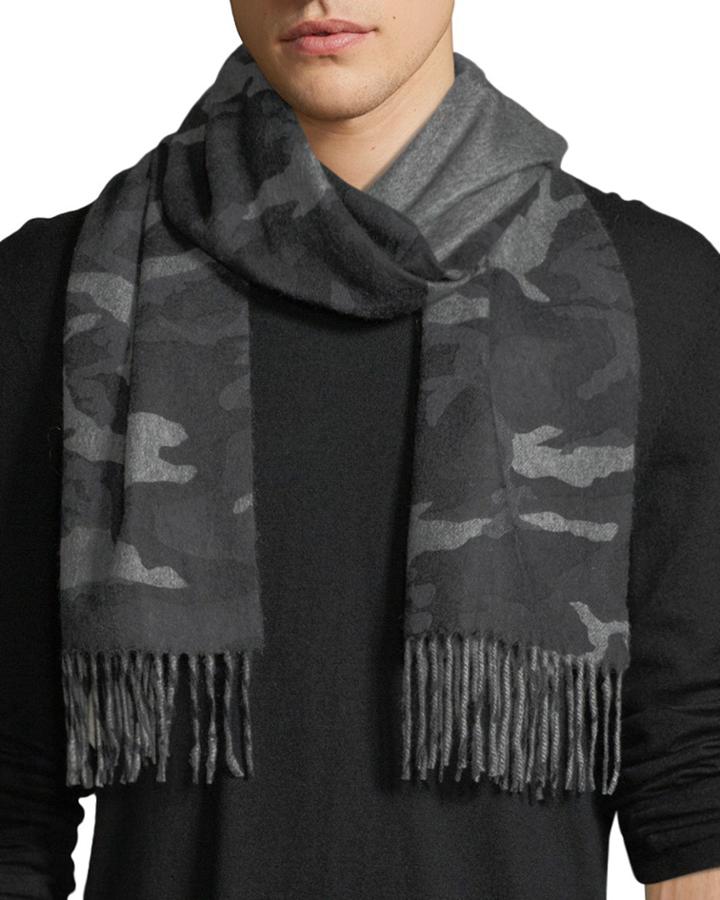 Men's Woven Cashmere Camo-print