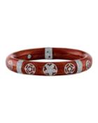 18k White Gold Thin Diamond Wheel Bangle, Red