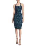 Sage Sequin Halter Crisscross Dress