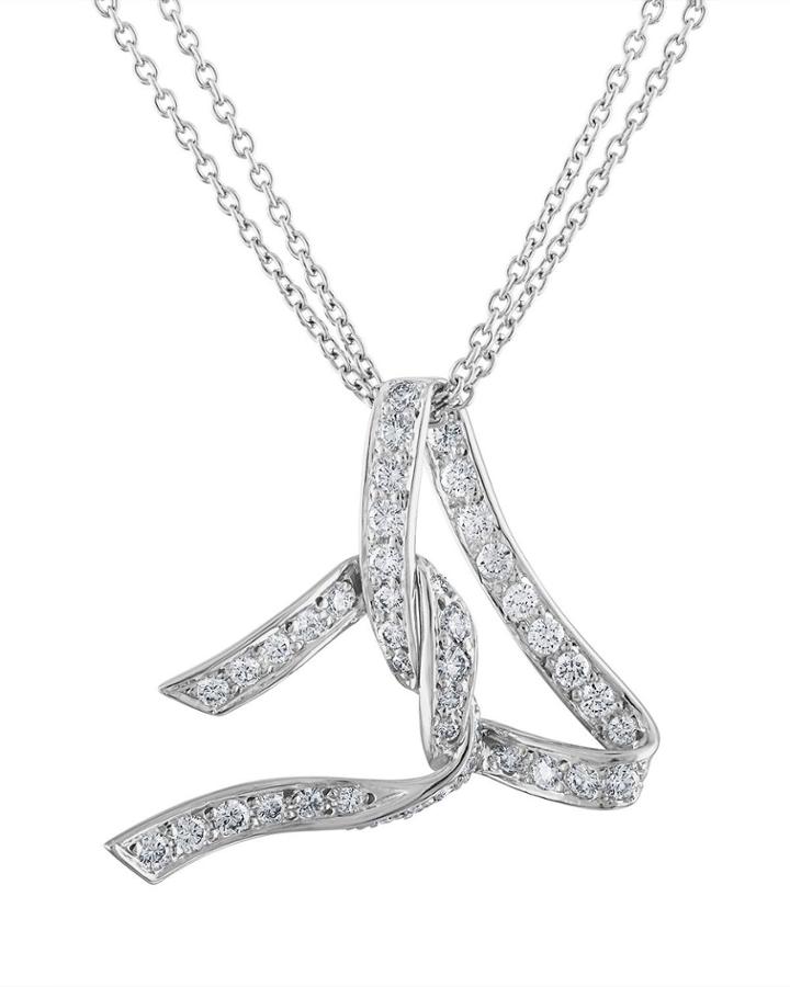 Estate 18k White Gold Lime Light Ribbon Necklace