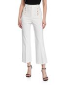 Semi-flare Button Cropped Pants