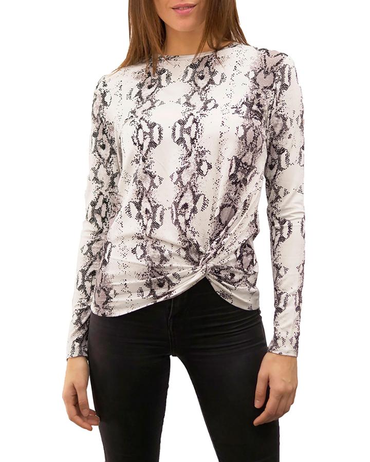 Animal Print Twist Front Knit Zz