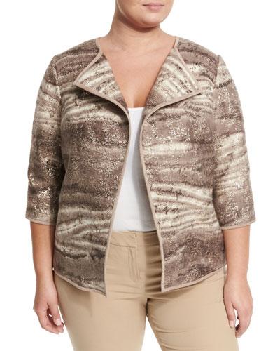 Odene Asymmetric Topper Jacket, Nutmeg Multi,