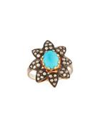 Floral Turquoise & Diamond Ring,