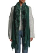 Faux-fur Collar Fringe-hem Vest