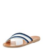 Thais Raffia Denim Flat