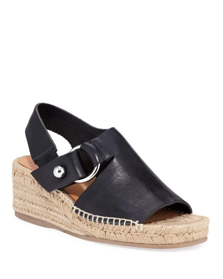 Arc Leather Wedge Espadrilles