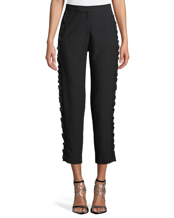 Ruffle-front Straight-leg Pants