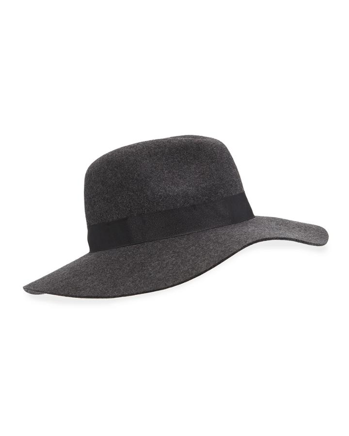 Ribbon-trim Large Brim Wool Fedora