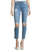 Devi Distressed Mid-rise Skinny Ankle Jeans
