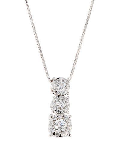 18k Diamond Bouquets Bezel Pendant Necklace,