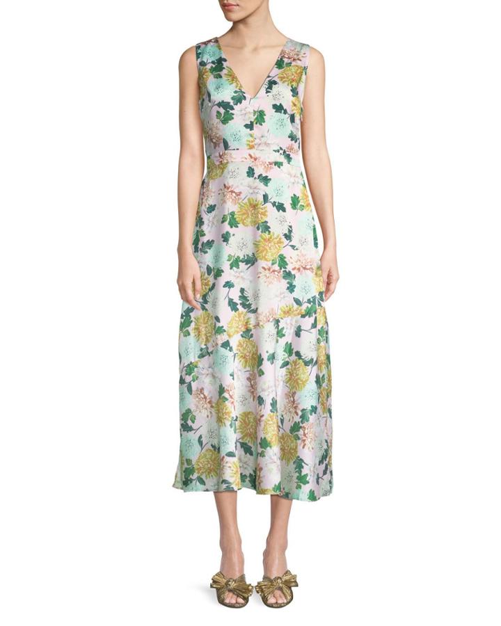 Vintage-floral V-neck