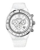 42mm Women's Dv One Cruise Ceramic Chronograph Watch, White/silver