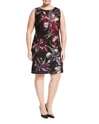 Carol Sleeveless Floral-print Dress, Black Multi,