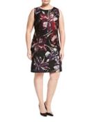 Carol Sleeveless Floral-print Dress, Black Multi,