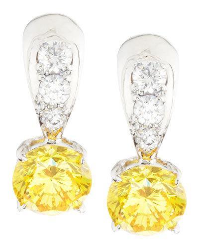 Tapered Canary & White Cubic Zirconia Dangle & Drop Earrings
