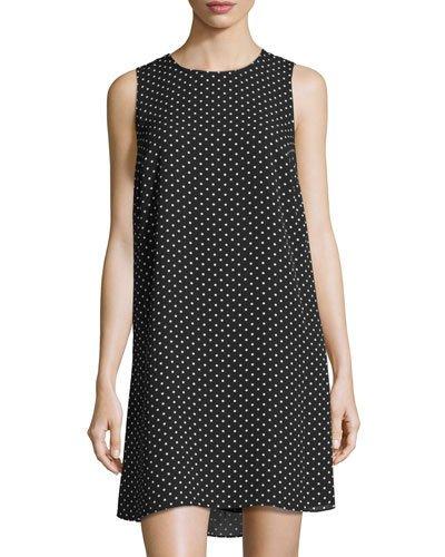 Disco Dot Sleeveless Shift Dress, Black