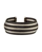 Wide Multi-row Cable Cuff Bracelet, Gray/black